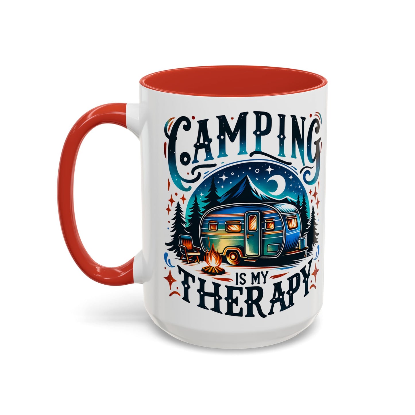Camping Coffee Mug - 'Camping Is My Therapy' Accent Ceramic Mug (11/15oz)