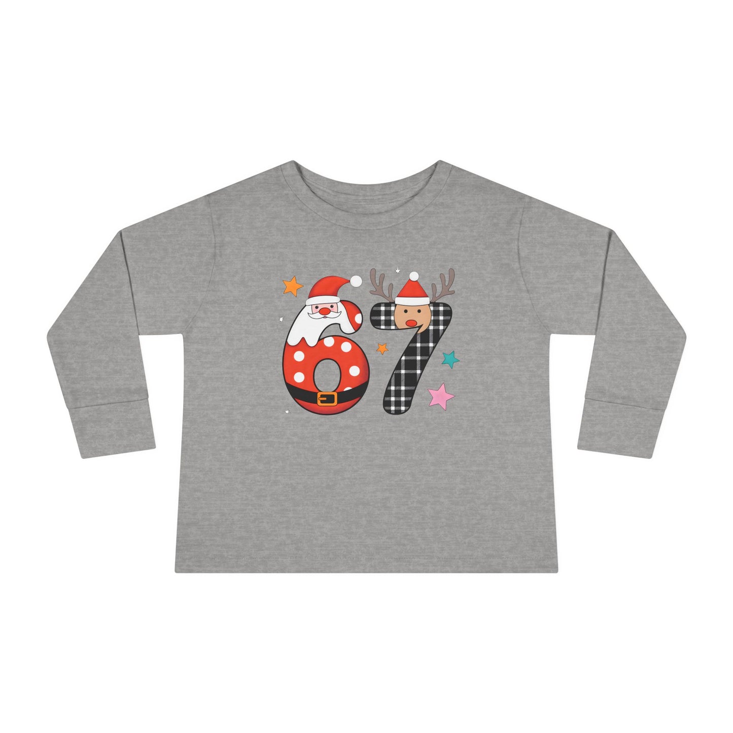 Toddler Long Sleeve Tee — Christmas 87 Santa & Reindeer Number Holiday Shirt