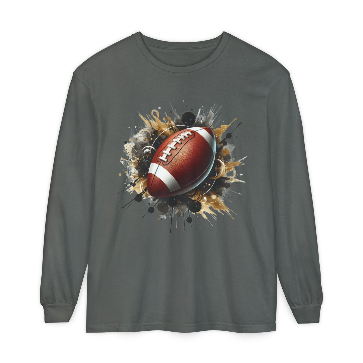 Football Splash Long Sleeve Tee — Grunge Football Graphic Shirt