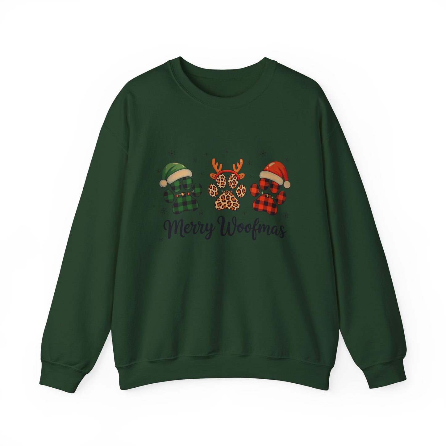 Merry Woofmas Sweatshirt — Cute Dog Paw Christmas Crewneck