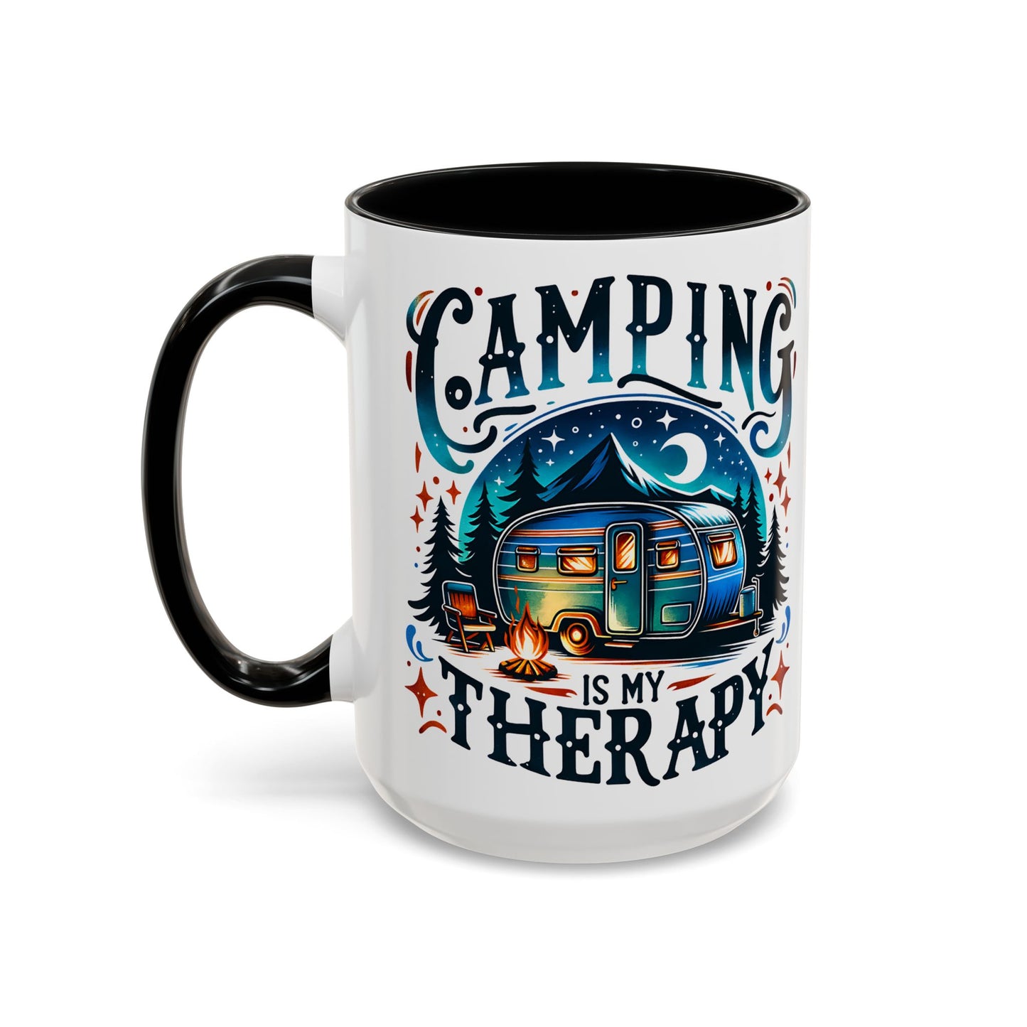 Camping Coffee Mug - 'Camping Is My Therapy' Accent Ceramic Mug (11/15oz)