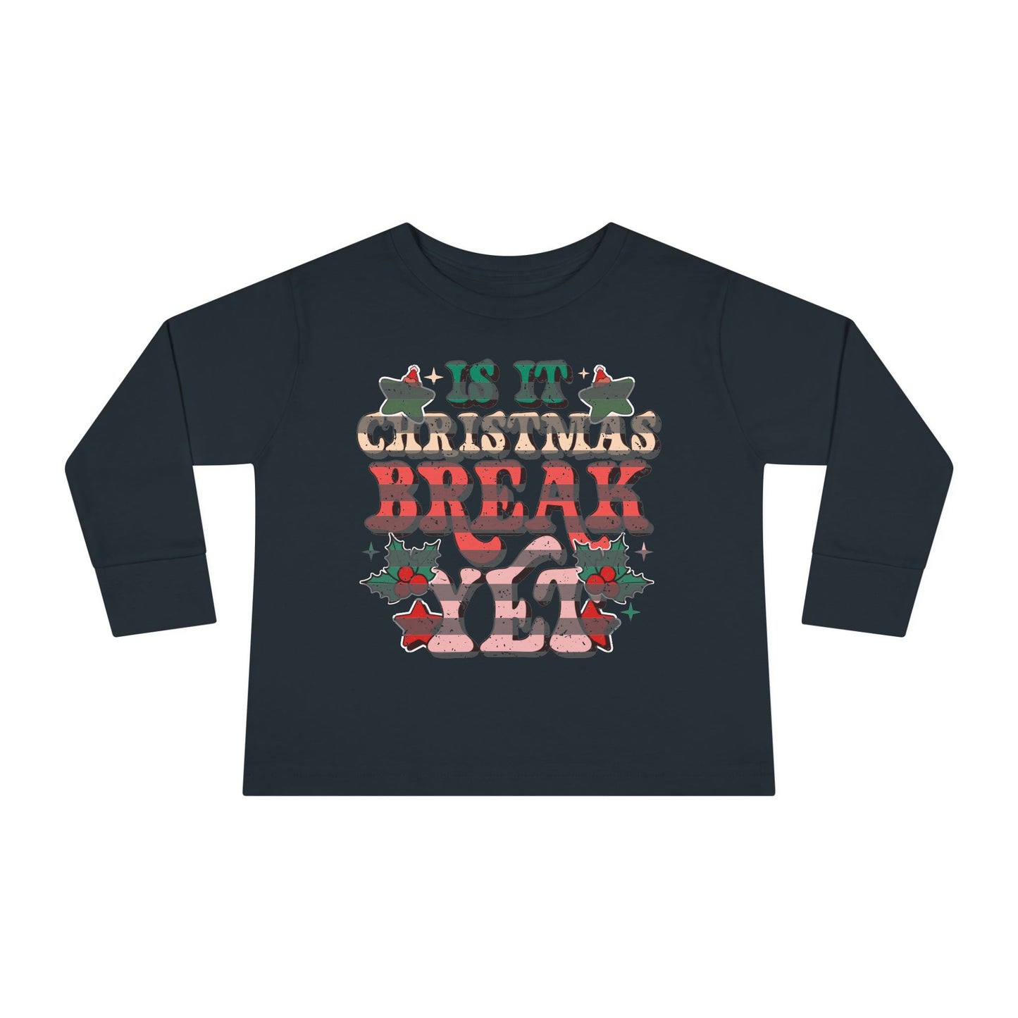 Toddler Long Sleeve Tee — Floral Striped Love Graphic