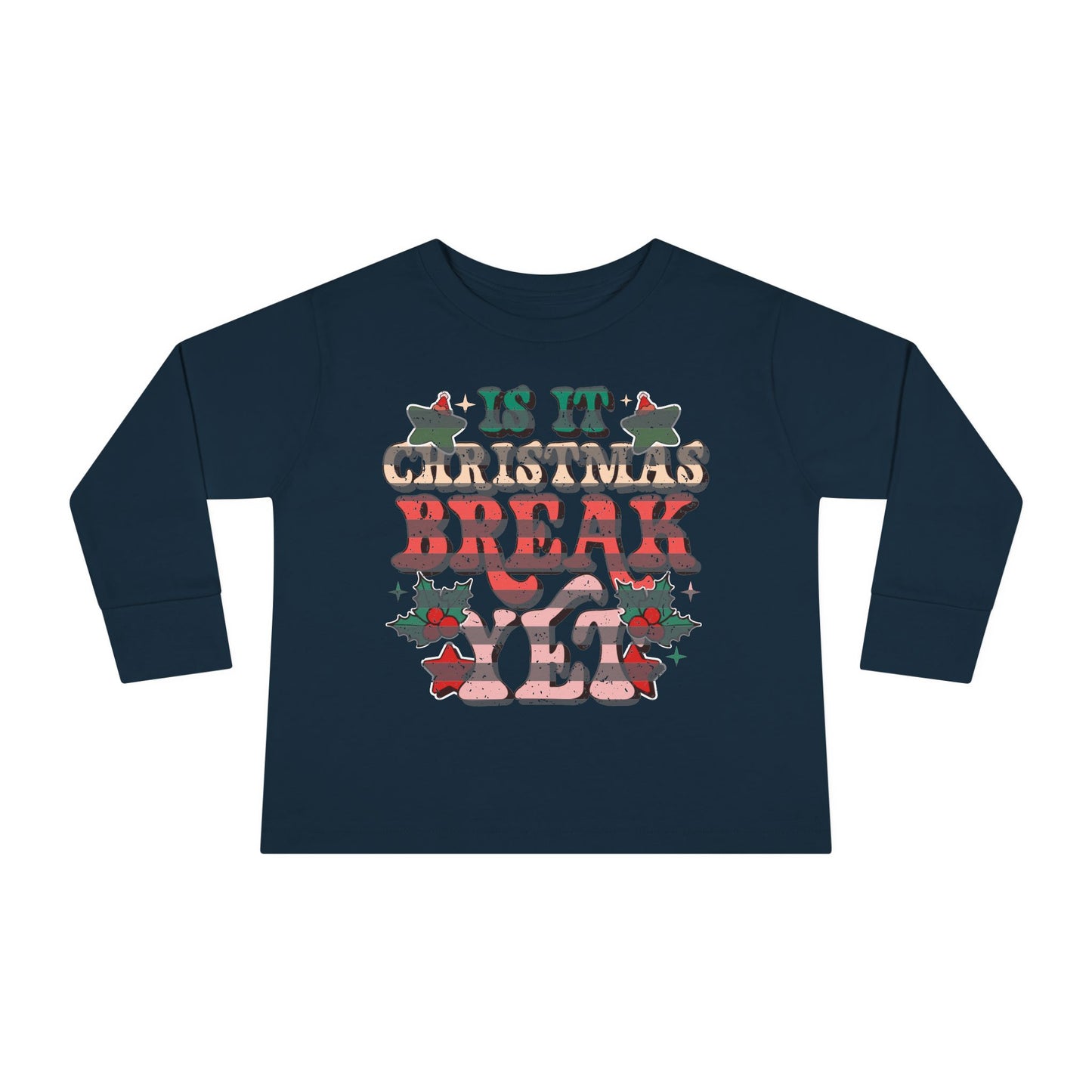 Toddler Long Sleeve Tee — Floral Striped Love Graphic