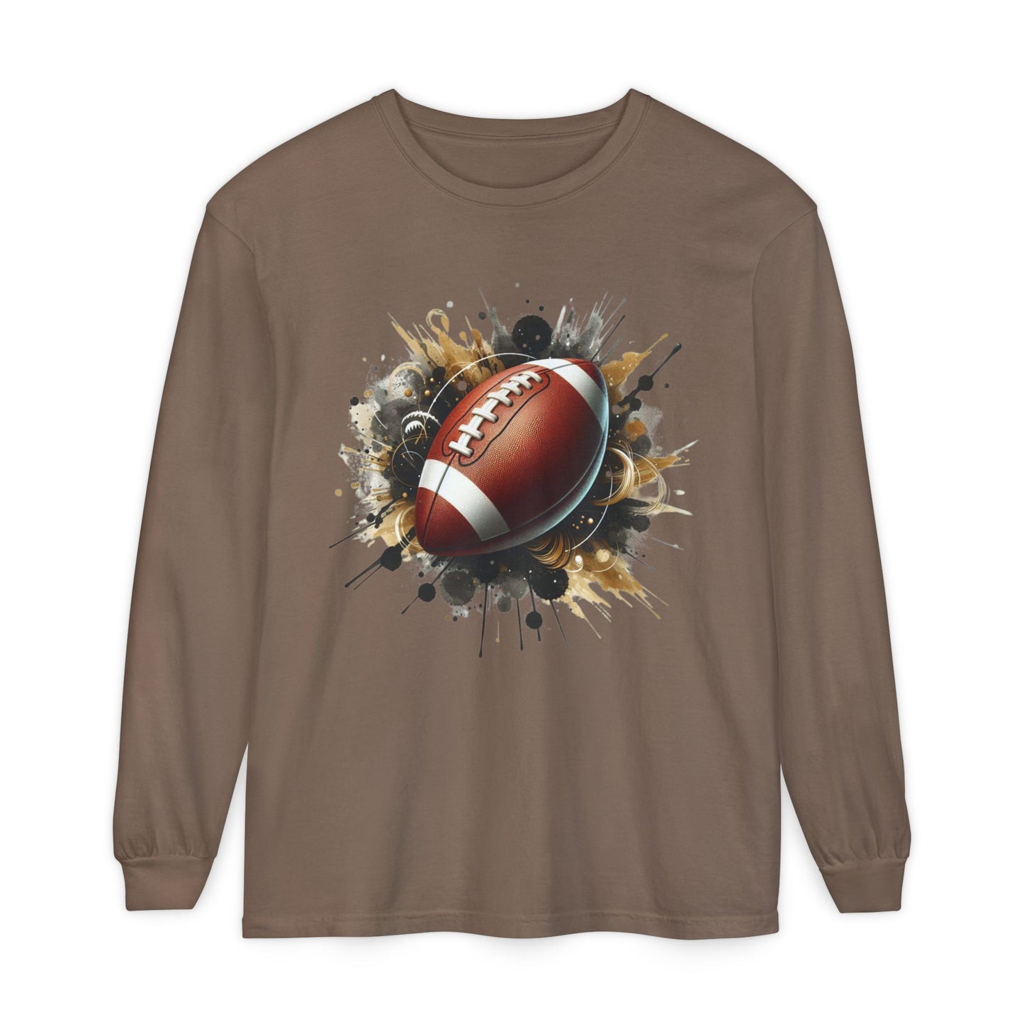 Football Splash Long Sleeve Tee — Grunge Football Graphic Shirt