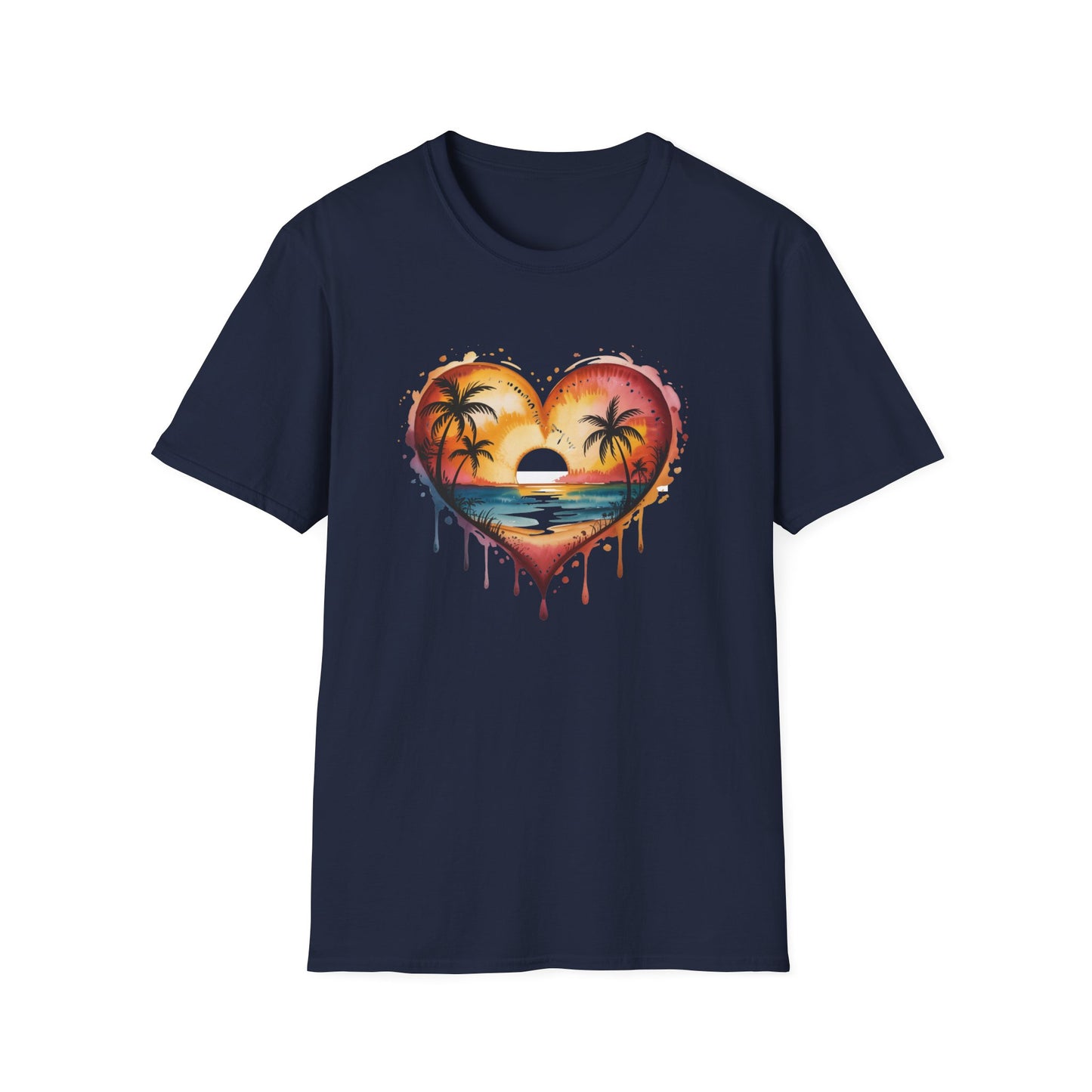Sunset Heart T-Shirt — Tropical Palm Beach Graphic Tee