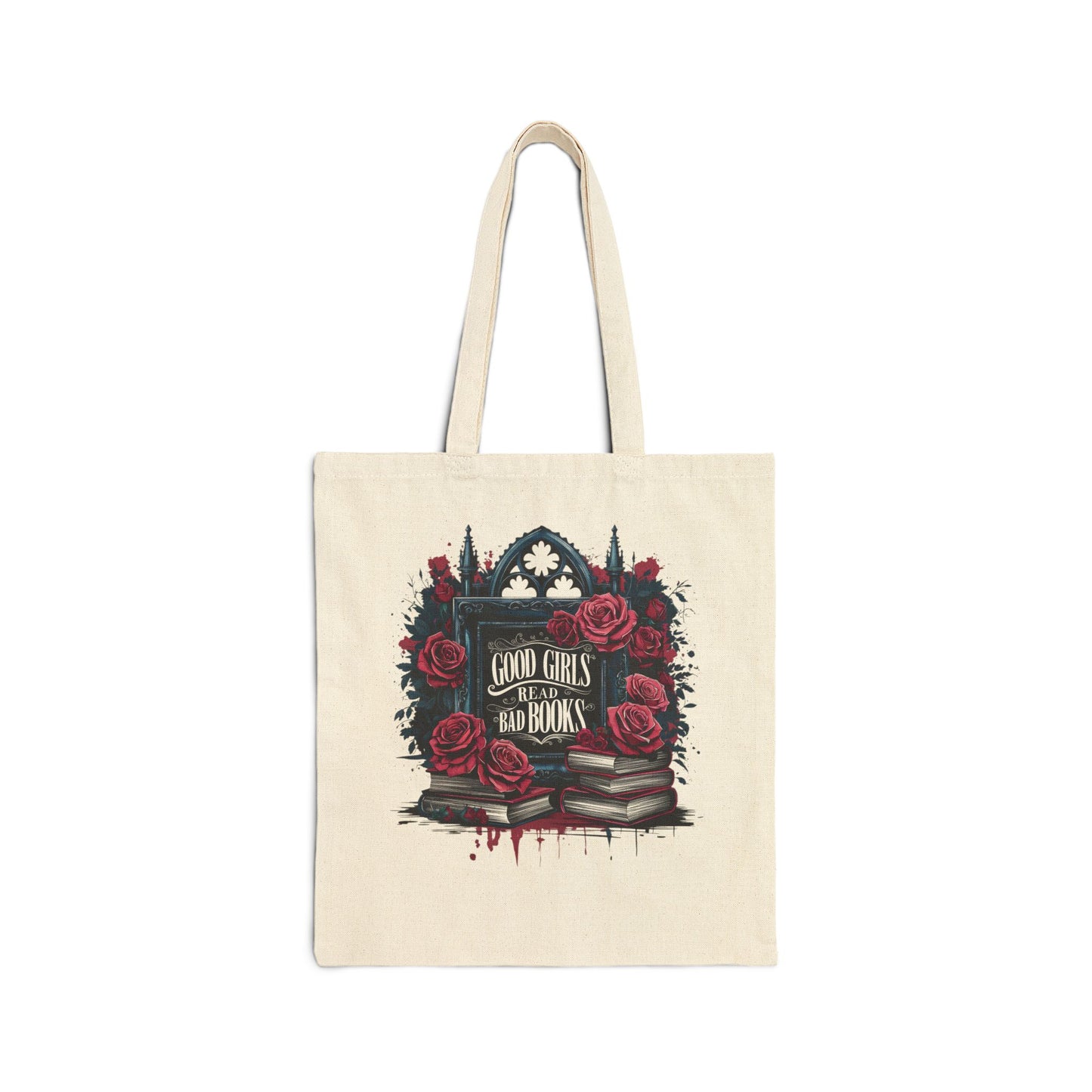Tote Bag — Gothic Rose 'Good Girls Like Bad Books' Cotton Canvas Tote