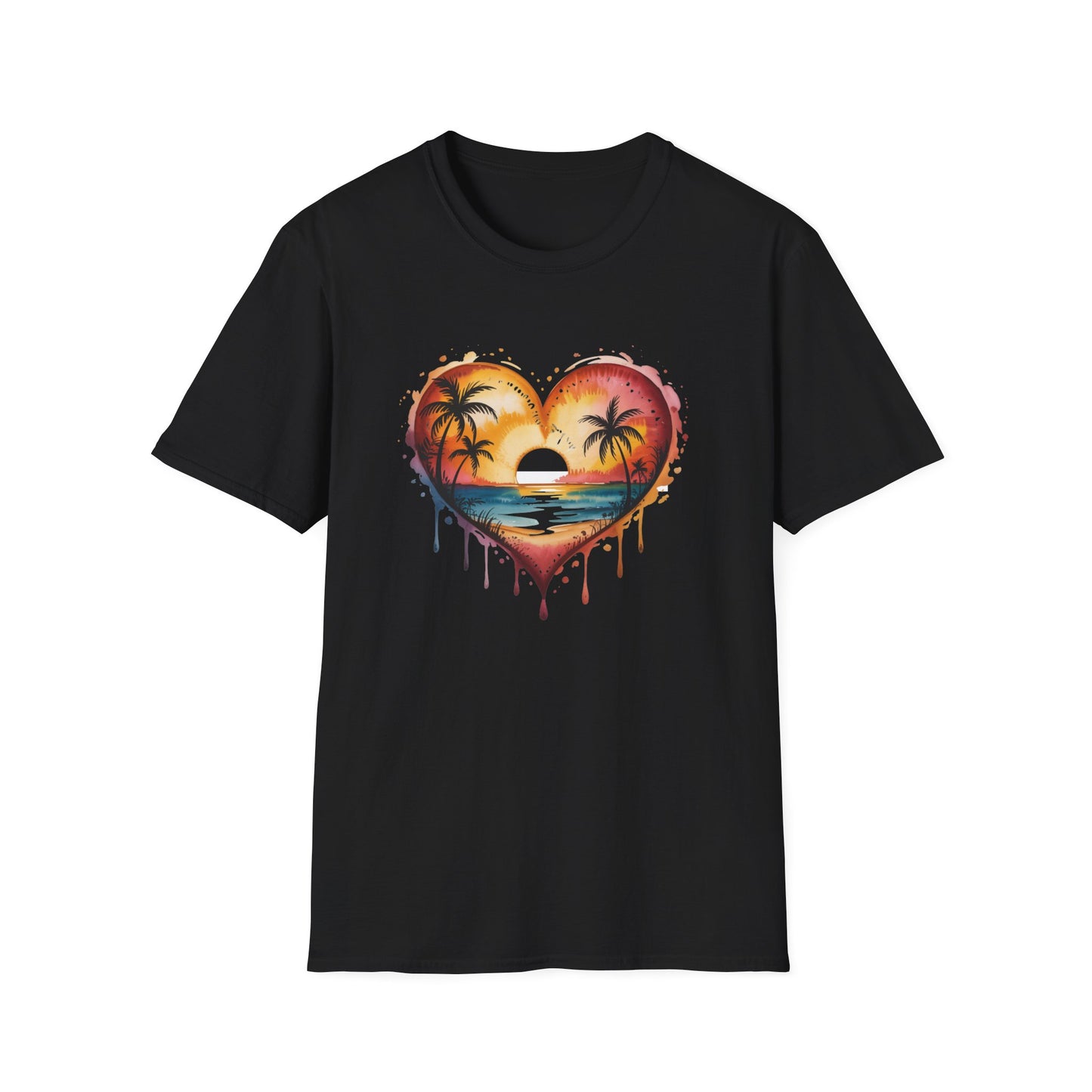 Sunset Heart T-Shirt — Tropical Palm Beach Graphic Tee