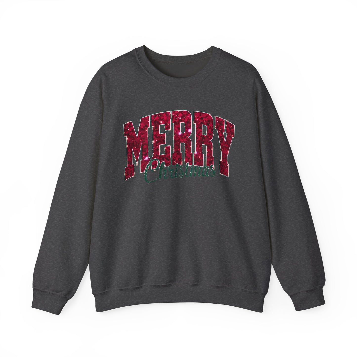 Christmas Sweatshirt — "Merry Christmas" Red Plaid Holiday Crewneck