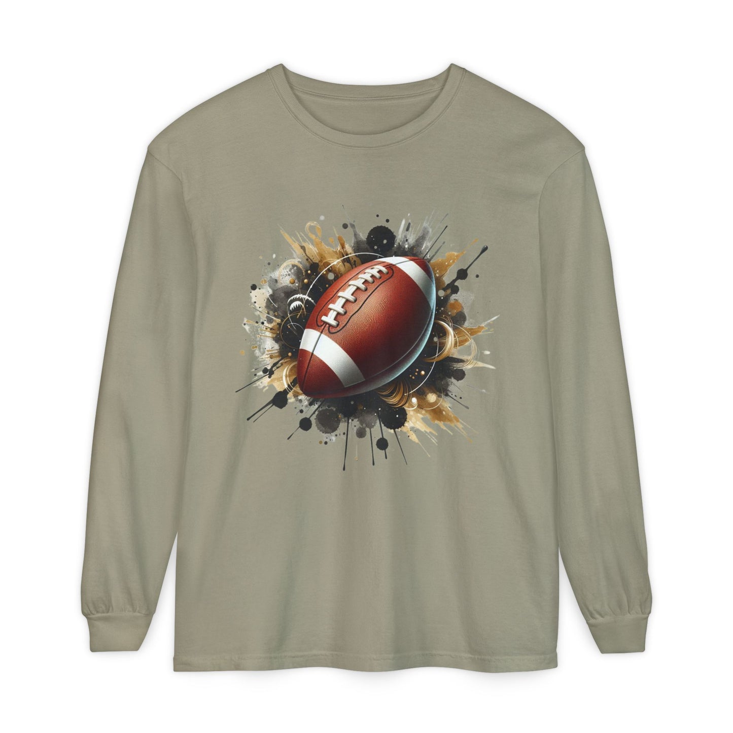 Football Splash Long Sleeve Tee — Grunge Football Graphic Shirt