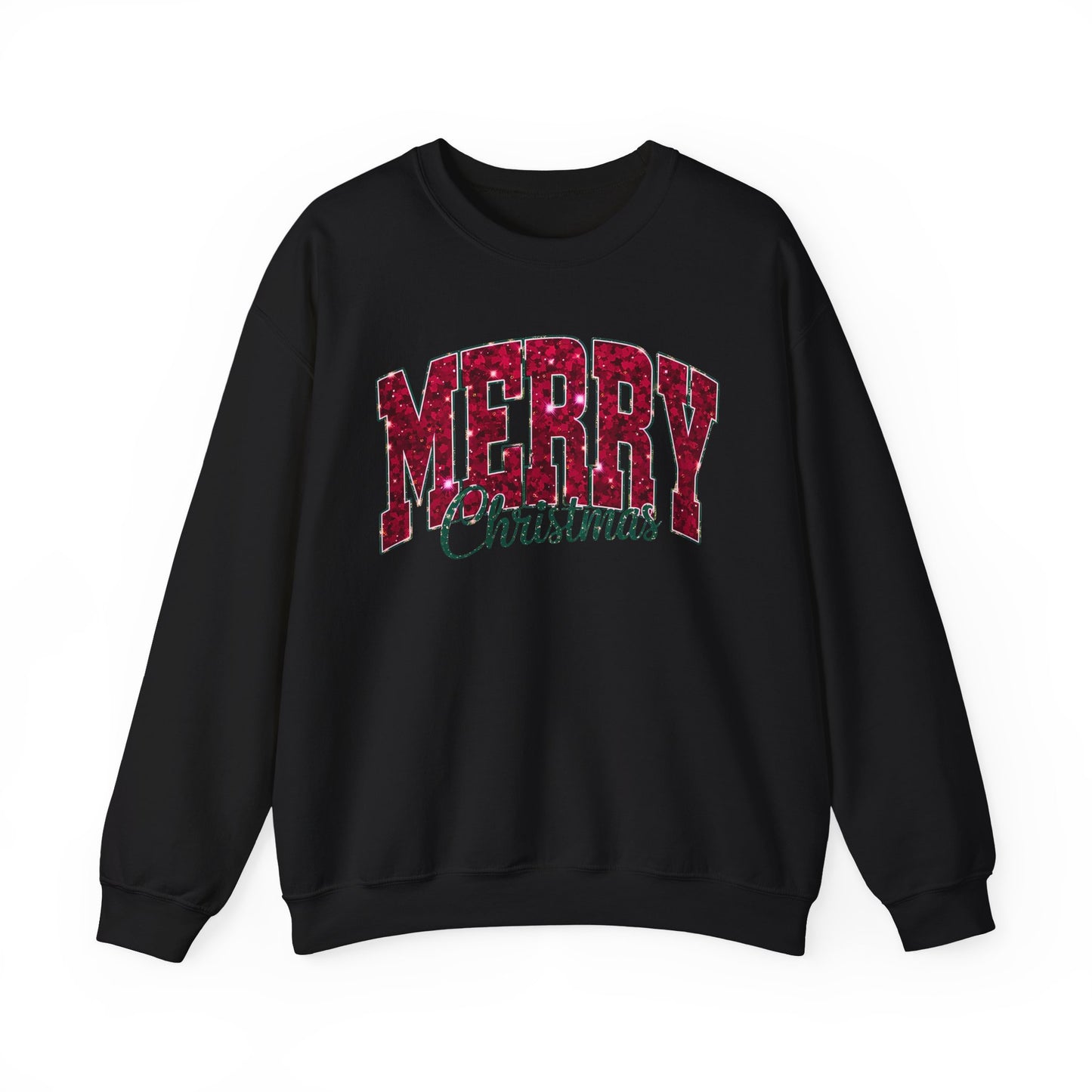 Christmas Sweatshirt — "Merry Christmas" Red Plaid Holiday Crewneck