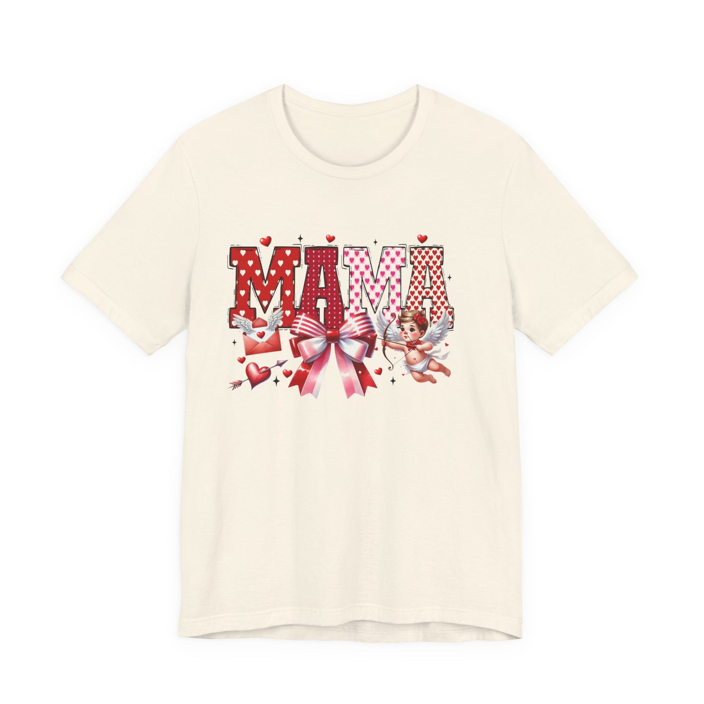 Mama Valentine T‑Shirt — Cute Cherub & Bow Heart Graphic Tee