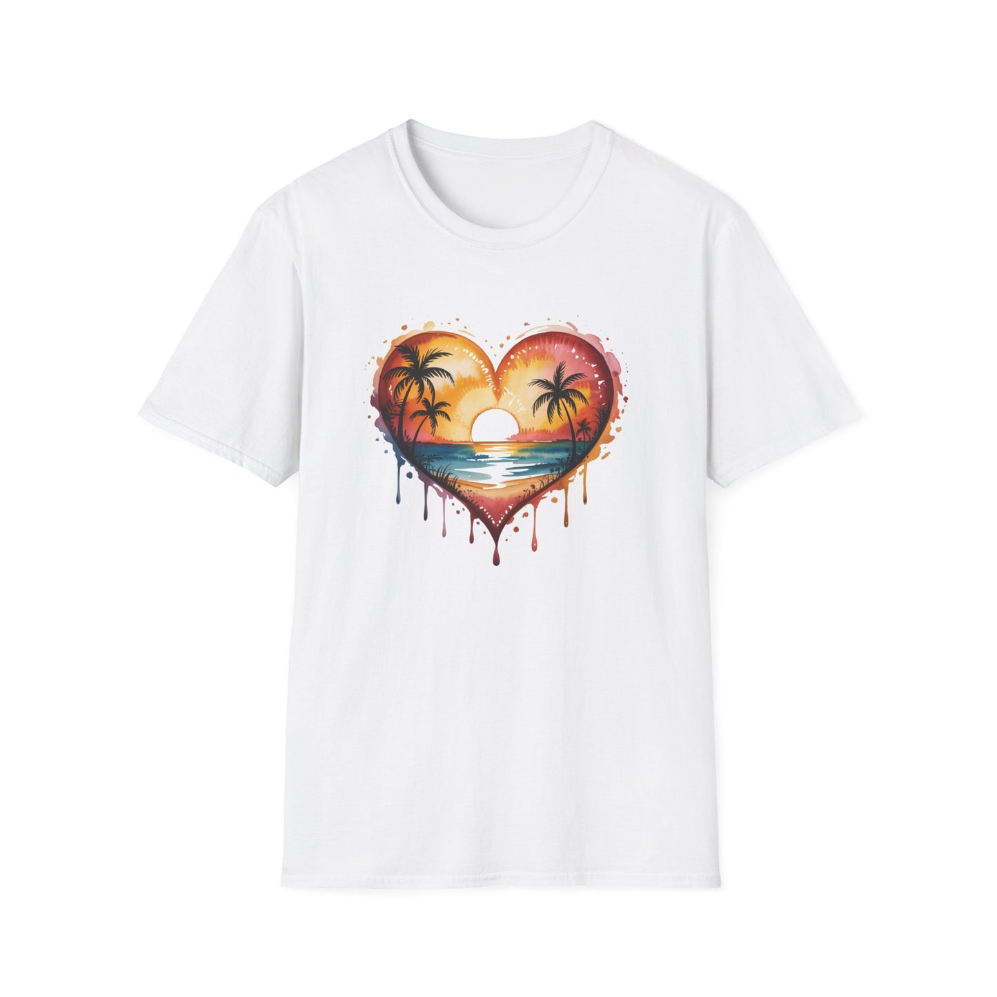 Sunset Heart T-Shirt — Tropical Palm Beach Graphic Tee
