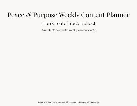 Peace & Purpose Content Planning Bundle Printable Weekly Strategy and Tracker