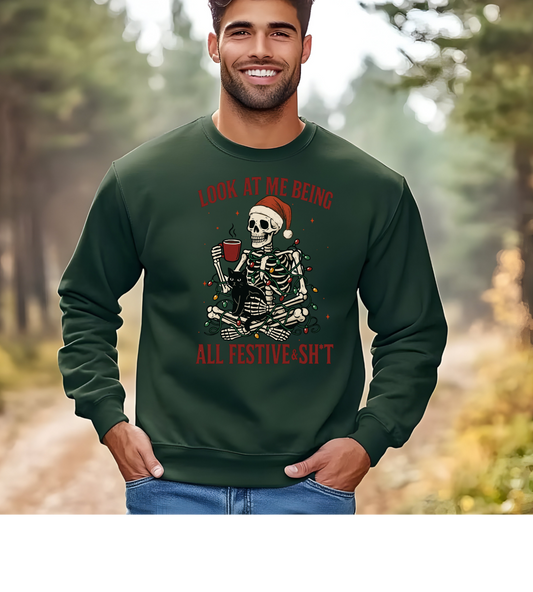 Festive Skeleton Holiday Tee