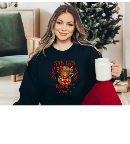 Santa's Favorite Heifer Long Sleeve Tee