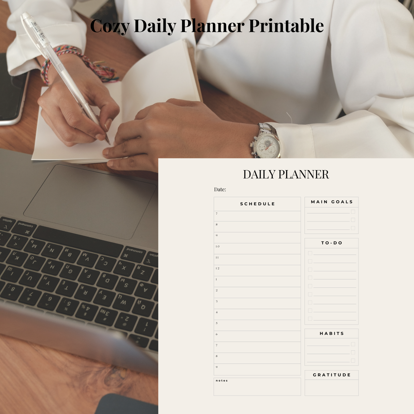 Cozy Planner Bundle Minimal Daily, Weekly, Monthly, and Quarterly Pages