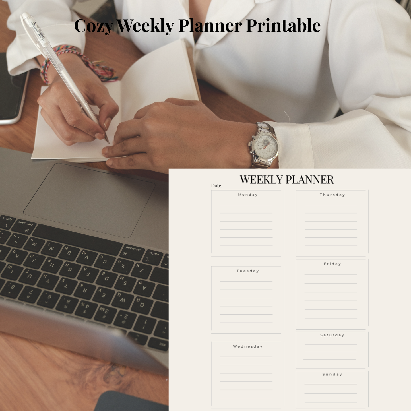 Cozy Planner Bundle Minimal Daily, Weekly, Monthly, and Quarterly Pages