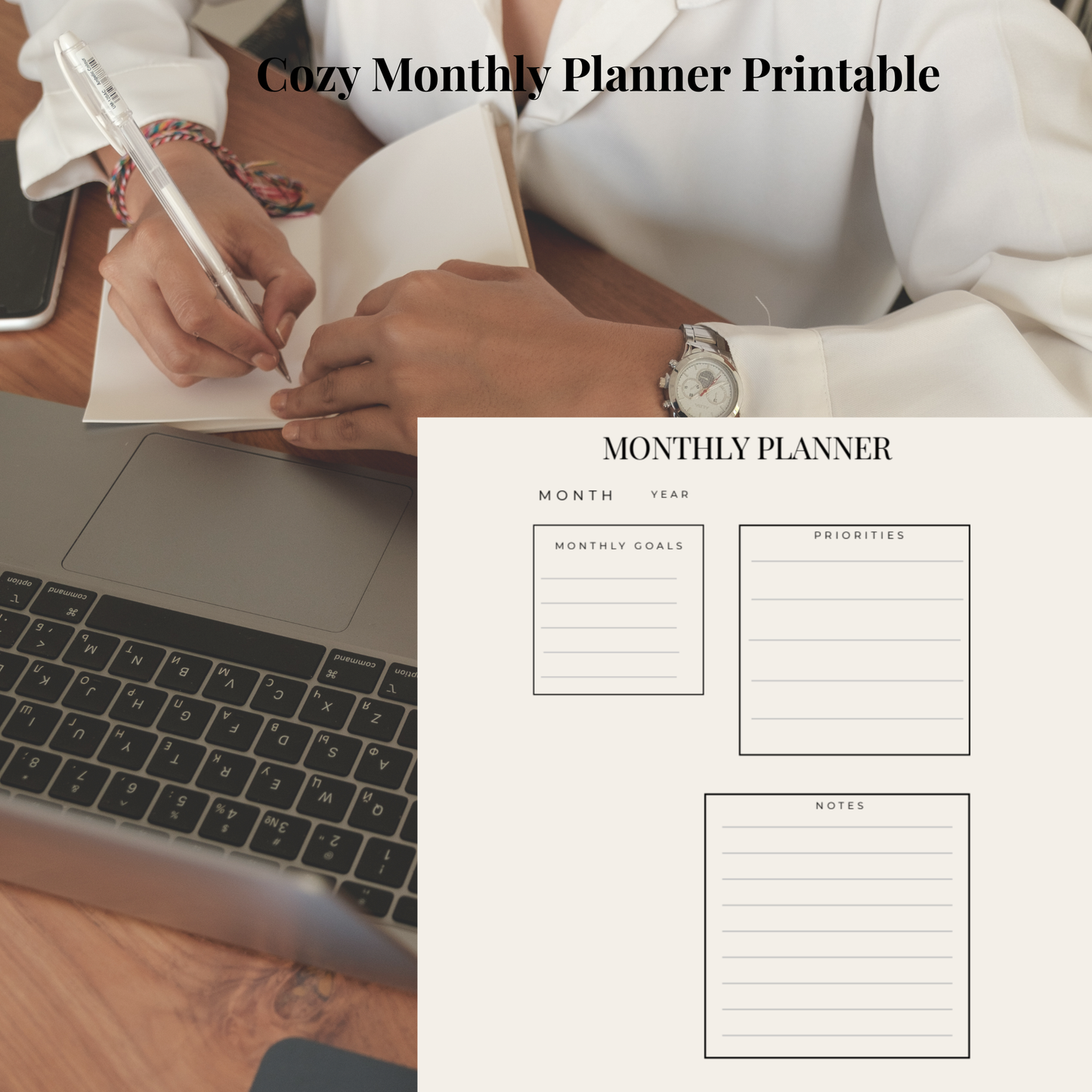 Cozy Planner Bundle Minimal Daily, Weekly, Monthly, and Quarterly Pages